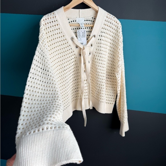 POINTELLE-KNIT JUMPER WITH LACING - Picture 4 of 9